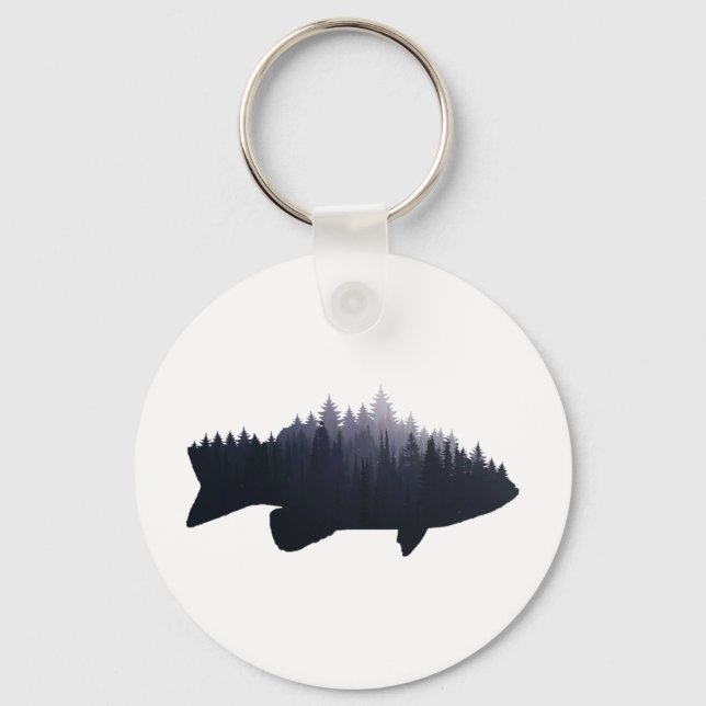 Fishing Largemouth B B Forest Nature Fisherman  Key Ring (Front)