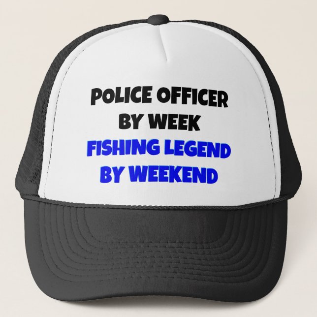 Fishing Legend Police Officer Trucker Hat (Front)
