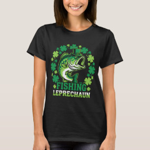 Fishing Leprechaun St Patrick's Day Lucky Irish Fi T-Shirt