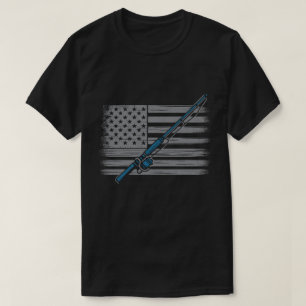 Fishing Life American Flag Vintage Style Fisherman T-Shirt