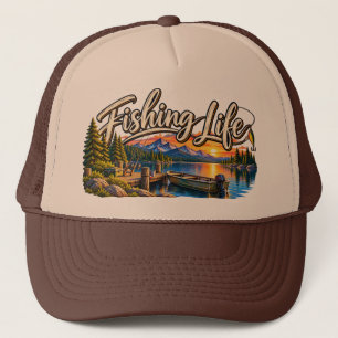 Fishing Life Mountain Lake Trucker Hat