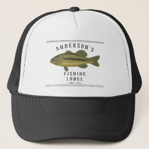 Fishing Lodge in Blue, Bass and Family Trucker Hat