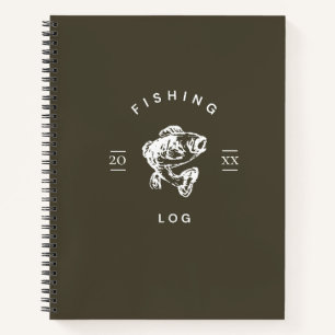 Fishing Log Rich Earthy Anglers Minimalist Gift Notebook