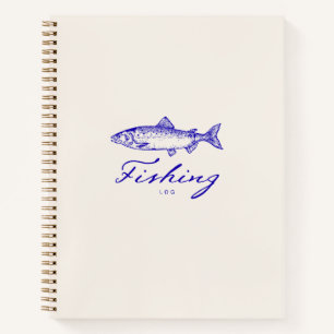 Fishing Log Soft Neutral And Timeless Blue Gift Notebook