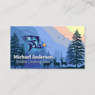 Fishing Logo   Wildlife Nature Background Business Card