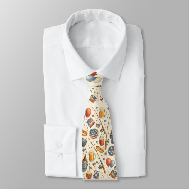 Fishing Lover American themed Tie (Tied)