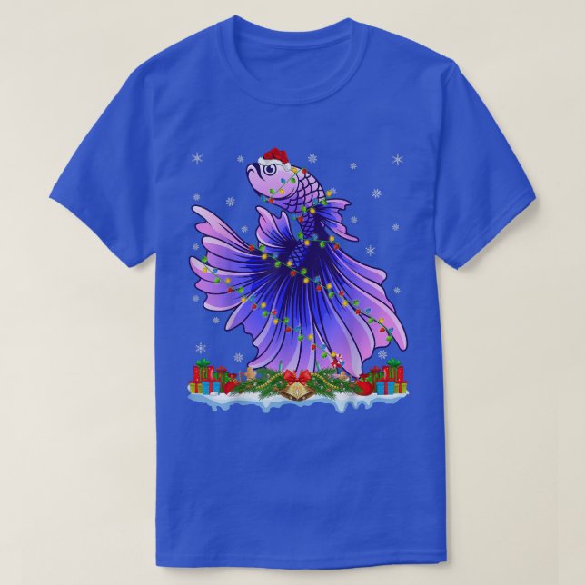 Fishing Lover Family Matching Santa Betta Fish Chr T-Shirt (Design Front)