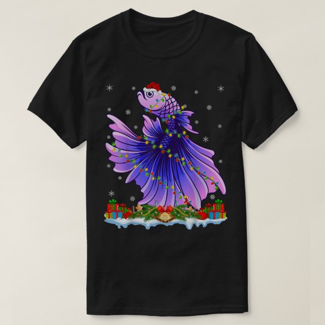 Fishing Lover Family Matching Santa Betta Fish Chr T-Shirt (Design Front)