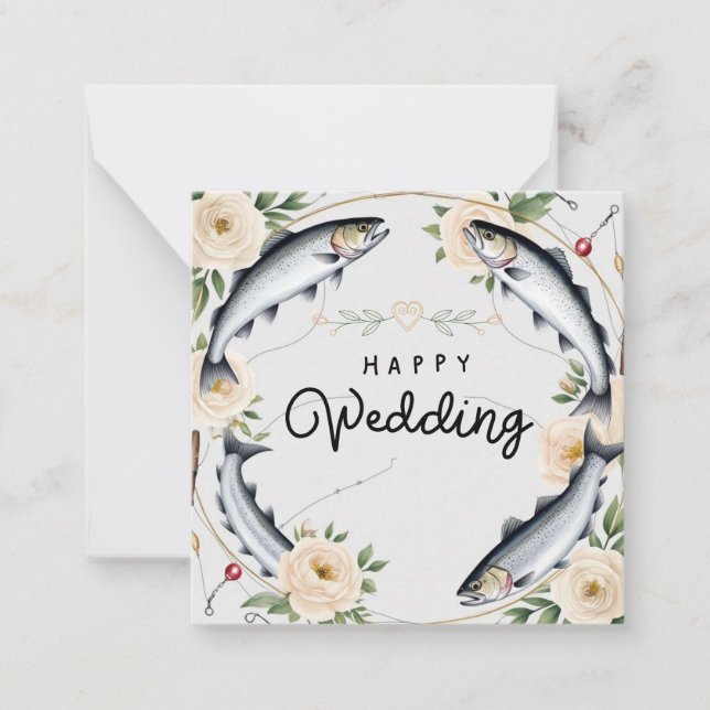 Fishing Lover Greeting Happy Wedding  Card (Front)