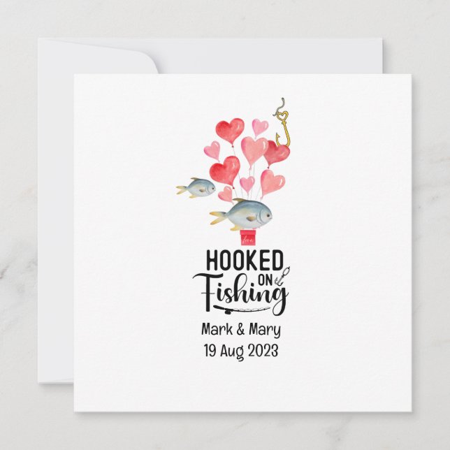 Fishing lover hooked on fishing wedding Watercolor Invitation (Front)