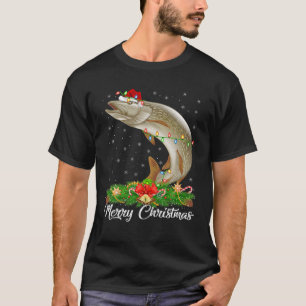 Fishing Lover Matching Santa Hat Pike Fish Christm T-Shirt