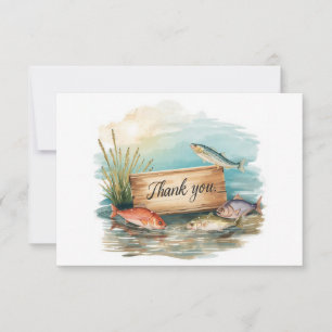 Fishing Lover Watercolor Lake Fishing themed Thank You Card