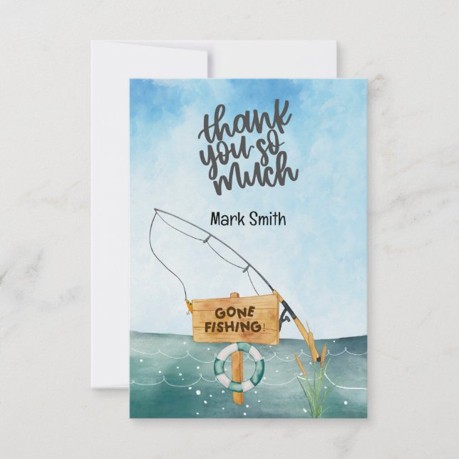 Fishing Lover watercolor  Thank You Card (Front)