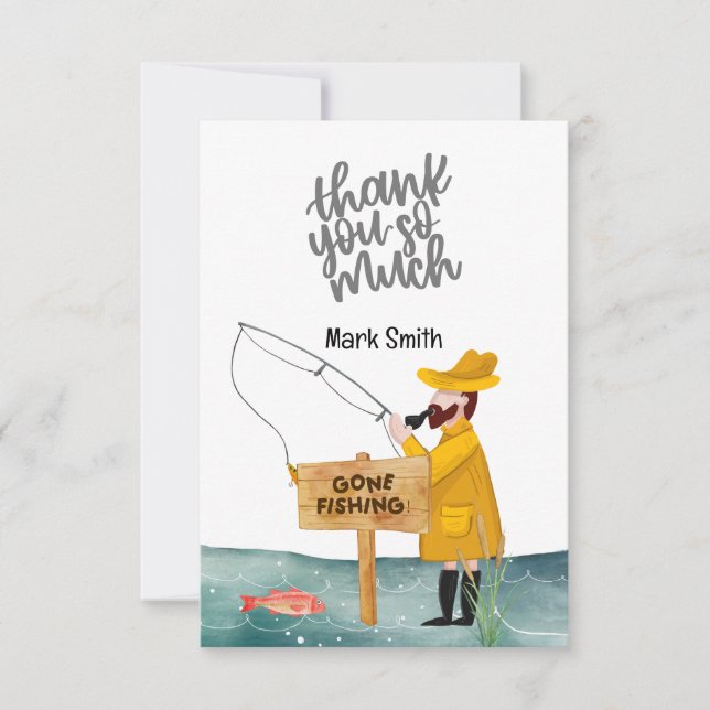 Fishing Lover watercolor  Thank You Card (Front)