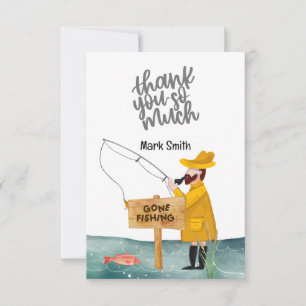 Fishing Lover watercolor  Thank You Card