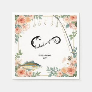 Fishing Lover wedding with rod and flowers Napkin