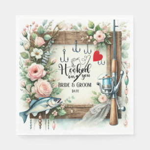 Fishing Lover wedding with rod and flowers Napkin