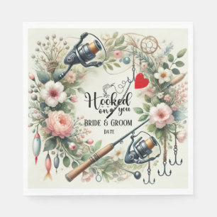 Fishing Lover wedding with rod and flowers Napkin