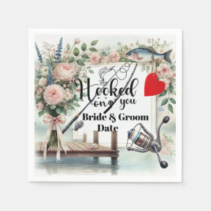 Fishing Lover wedding with rod and flowers  Napkin