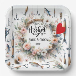 Fishing Lover wedding with rod and flowers  Paper Plate