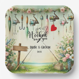 Fishing Lover wedding with rod and flowers  Paper Plate