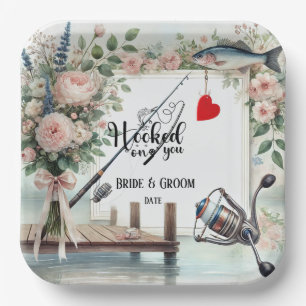 Fishing Lover wedding with rod and flowers  Paper Plate