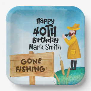 Fishing Lovers 40th Birthday  Paper Plate