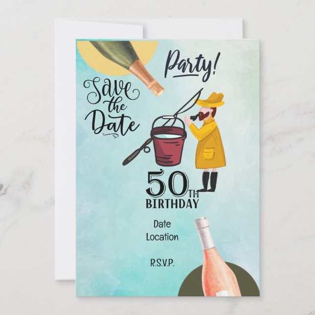 Fishing Lovers 50th Birthday  Invitation (Front)