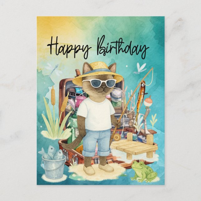 Fishing lovers  birthday fishing  postcard (Front)