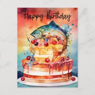Fishing lovers  birthday fishing  postcard