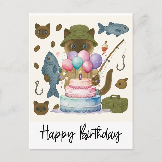 Fishing lovers  birthday fishing  postcard (Front)