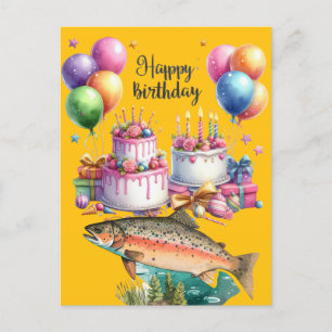 Fishing lovers  birthday fishing  postcard