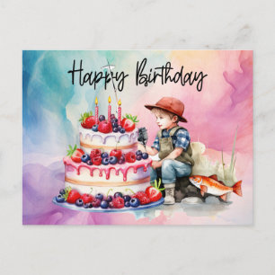 Fishing lovers  birthday fishing  postcard