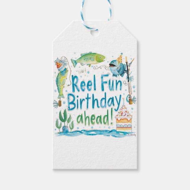 Fishing Lovers Birthday Party  Gift Tags (Front)