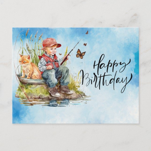 Fishing lovers birthday  postcard (Front)