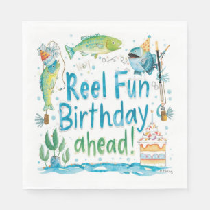 Fishing Lovers Birthday themed watercolor Napkin