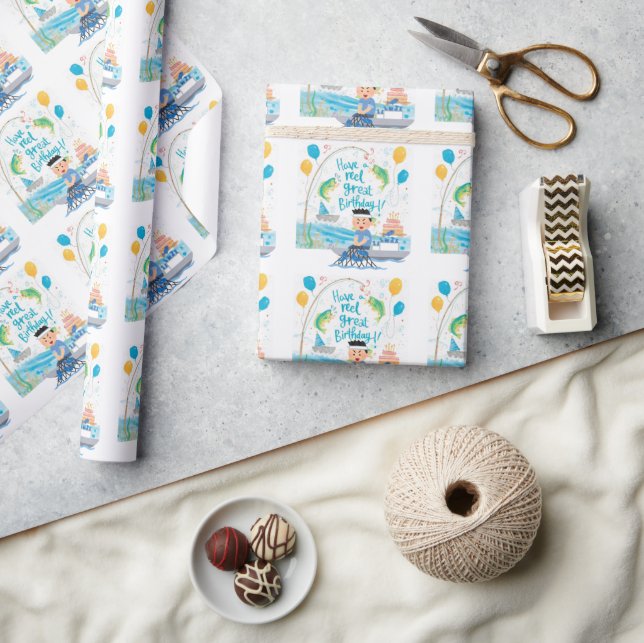 Fishing Lovers Birthday themed Wrapping Paper (Crafts)