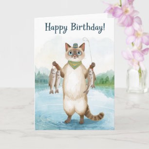 Fishing lovers birthday with Fish watercolor Card