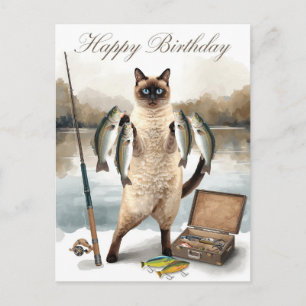 Fishing lovers birthday with Fish watercolor Postcard