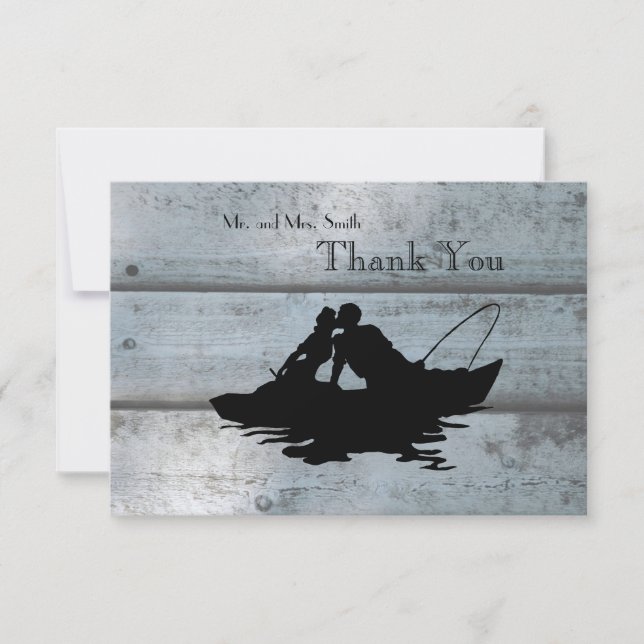 Fishing Lovers Boat Old Wood Thank You Card (Front)