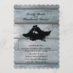 Fishing Lovers Boat Scalloped Wedding Invitation