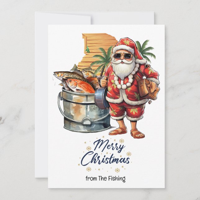 Fishing Lovers Christmas Holiday with Santa Claus (Front)