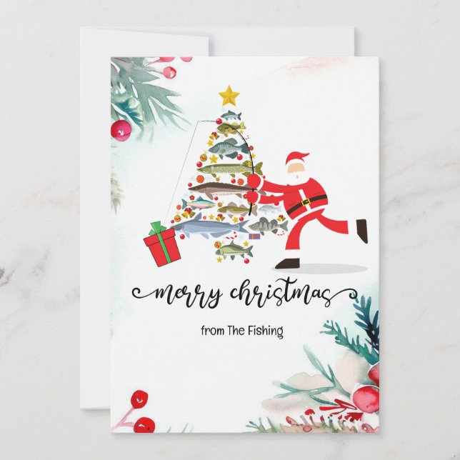 Fishing Lovers Christmas Holiday with Santa Claus (Front)