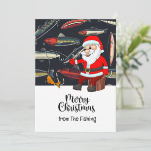 Fishing Lovers Christmas Holiday with Santa Claus Card