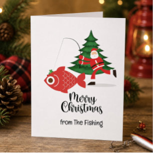 Fishing Lovers Christmas Holiday with Santa Claus Card