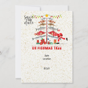 Fishing Lovers Christmas Holiday with Santa Claus Invitation