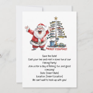 Fishing Lovers Christmas Holiday with Santa Claus Invitation