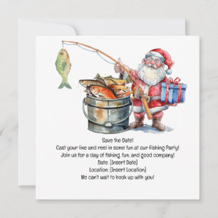 Fishing Lovers Christmas Holiday with Santa Claus Save The Date