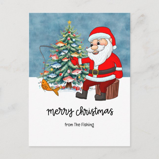 Fishing Lovers Christmas Holiday  with Santa Fish  (Front)