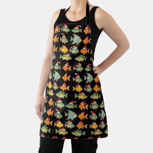 Fishing Lovers Christmas Holiday with Santa Fish Apron